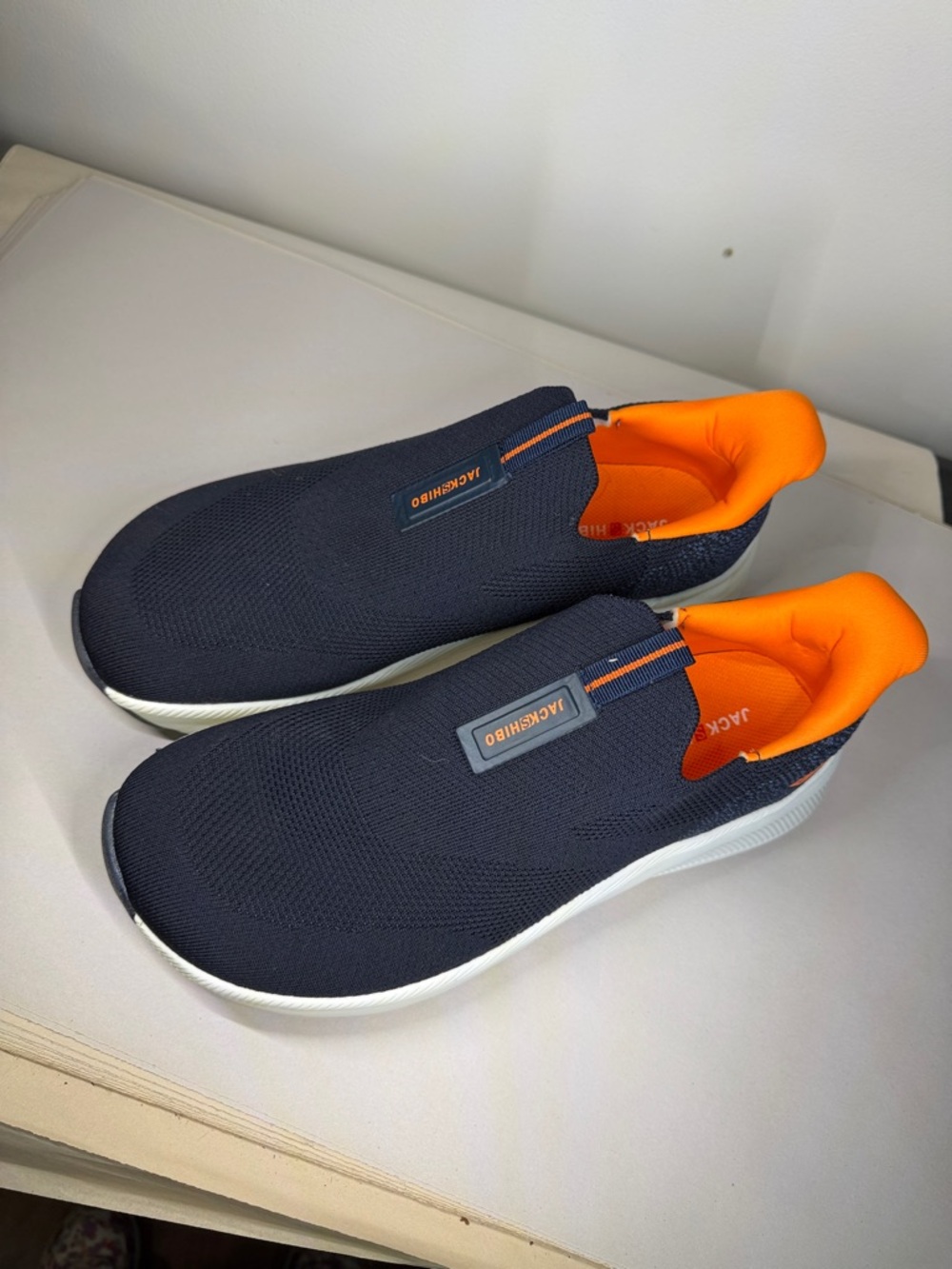 Jack by BB Dakota Men's Navy Slip-On Athletic‎ Shoes with Orange Lining